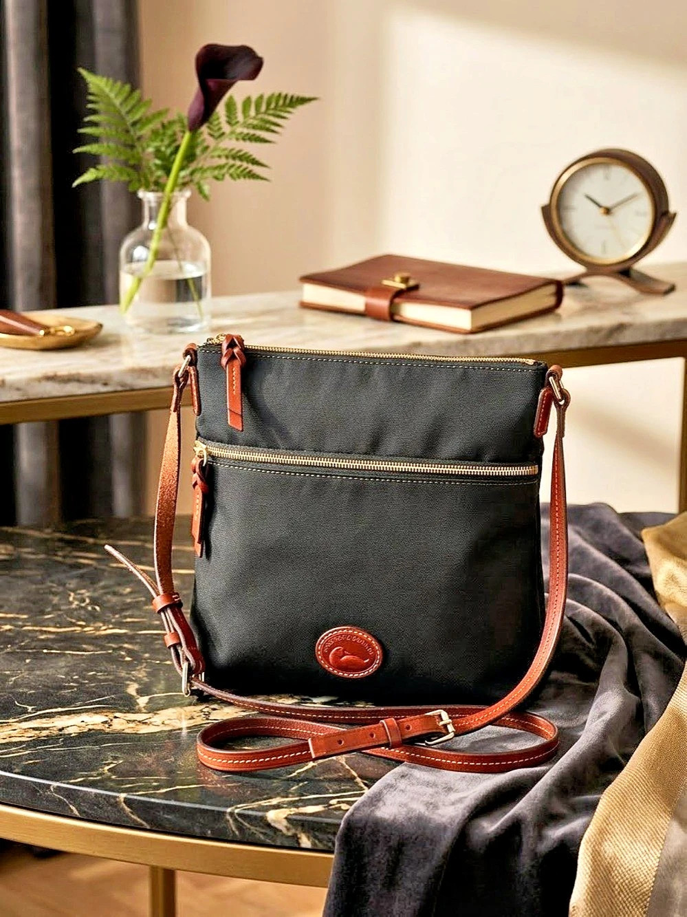 Dooney & Bourke Nylon Crossbody Black & Brown Bag